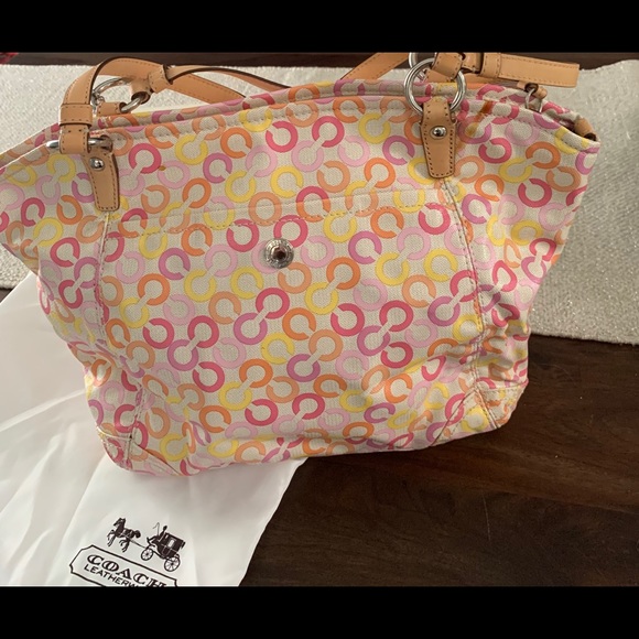 Sherbet “c” Coach Leather Handbag - Picture 2 of 5